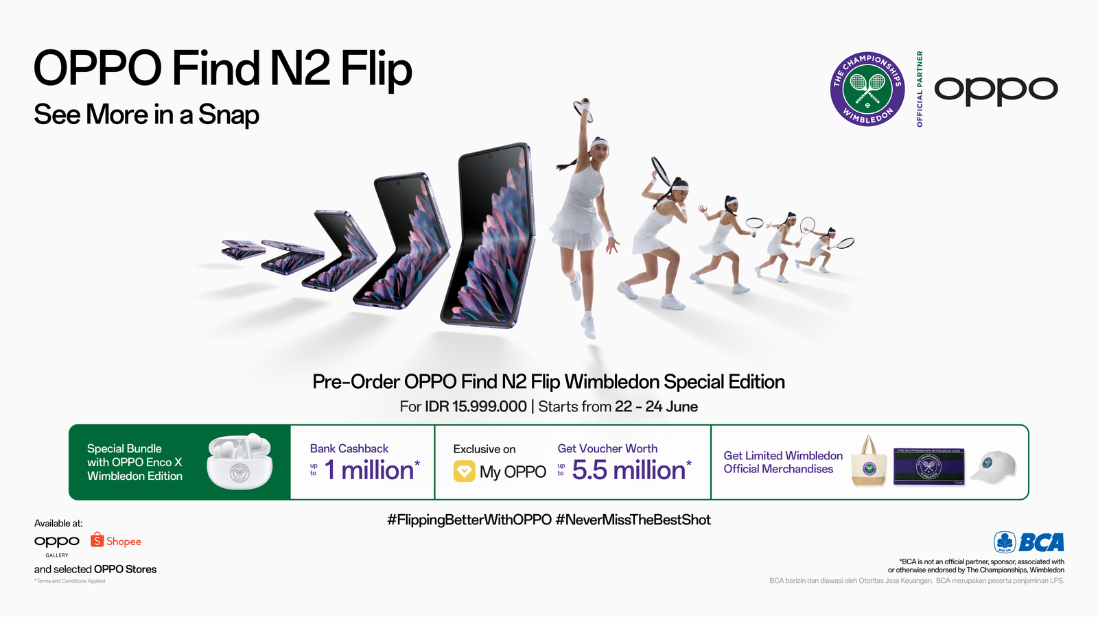 Hadirkan Euforia Wimbledon 2023 ke Tanah Air, OPPO Luncurkan Find N2 Flip dan Enco X Wimbledon Special Edition untuk Penggemar Tenis Indonesia