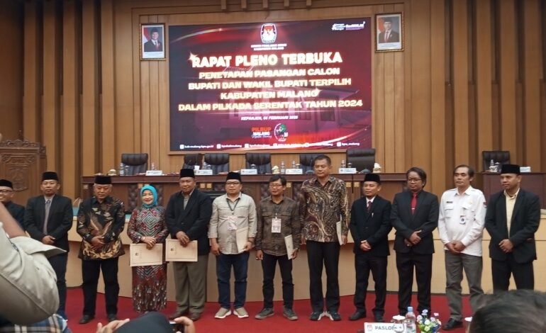 Sah! KPU Kab. Malang Tetapkan Paslon Terpilih Bupati dan Wakil Bupati Malang 2024-2029