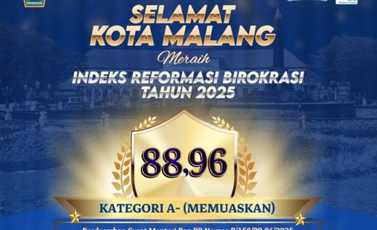 Pemkot Malang Raih Skor 88,96 dalam Indeks Reformasi Birokrasi 2025, Dapat Predikat A- (Memuaskan)