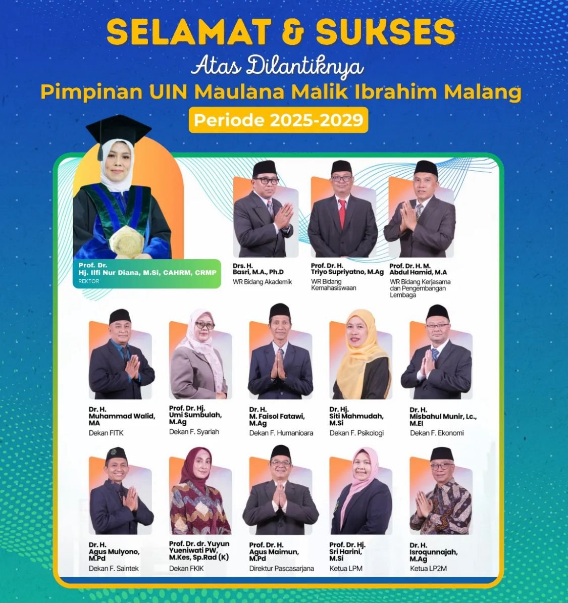UIN Maulana Malik Ibrahim Malang Resmi Miliki Pimpinan Baru Periode 2025–2029