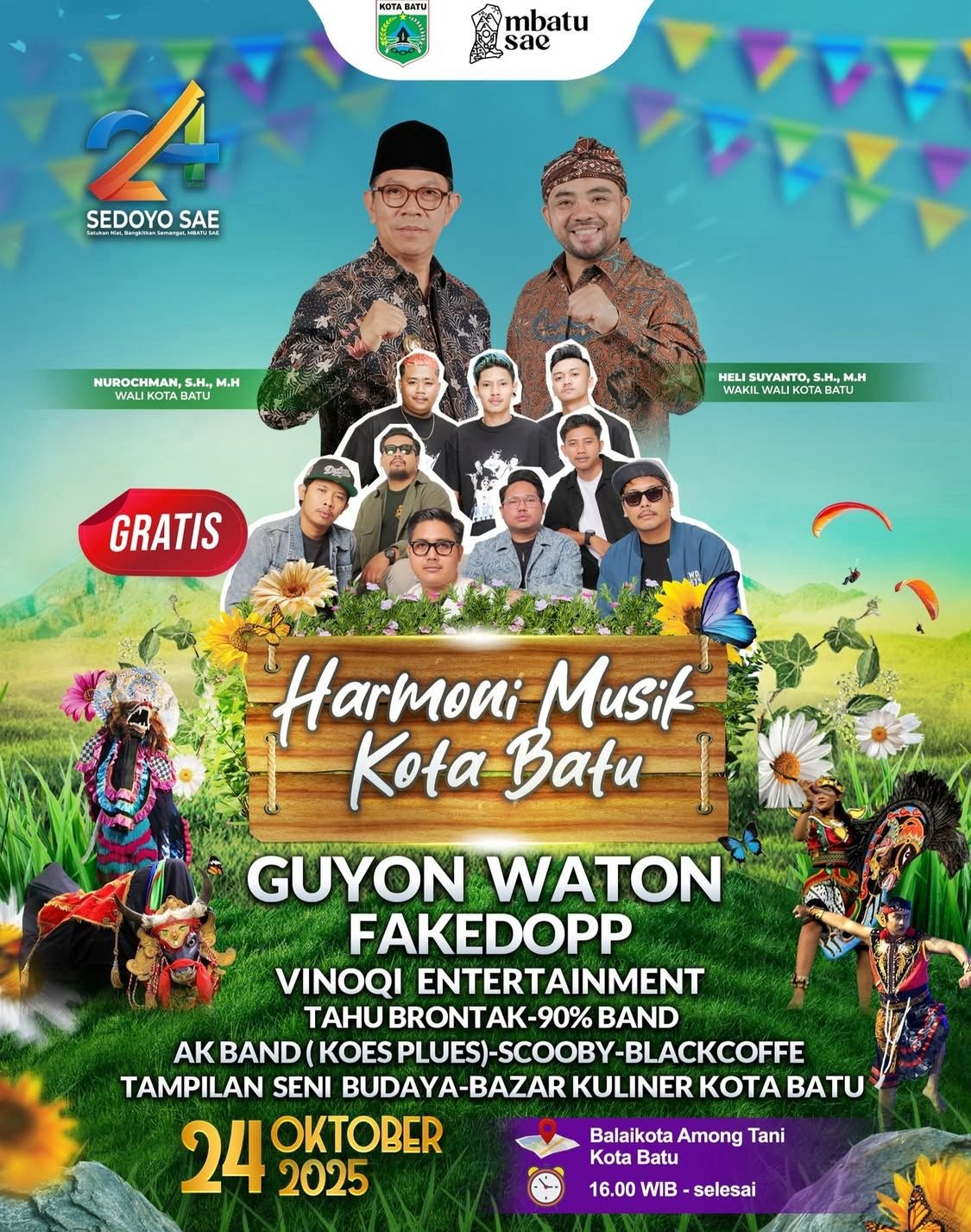 Guyon Waton Siap Guncang Kota Batu! Konser Gratis HUT ke-24 Jadi Ajang Rayakan Harmoni dan Kreativitas Warga