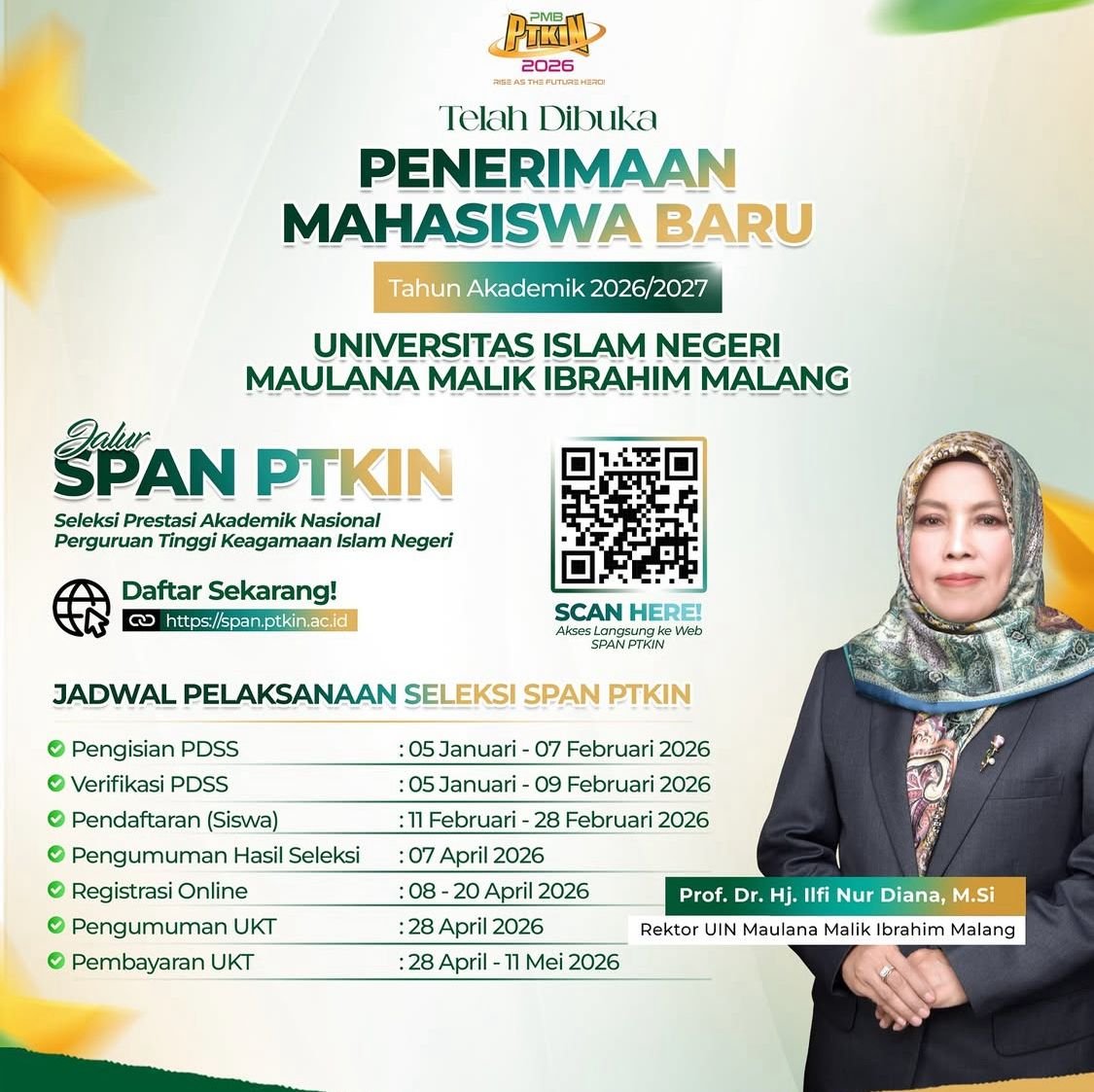 Penerimaan Mahasiswa Baru UIN Malang 2026 Dibuka, Jalur SPAN PTKIN Mulai Januari