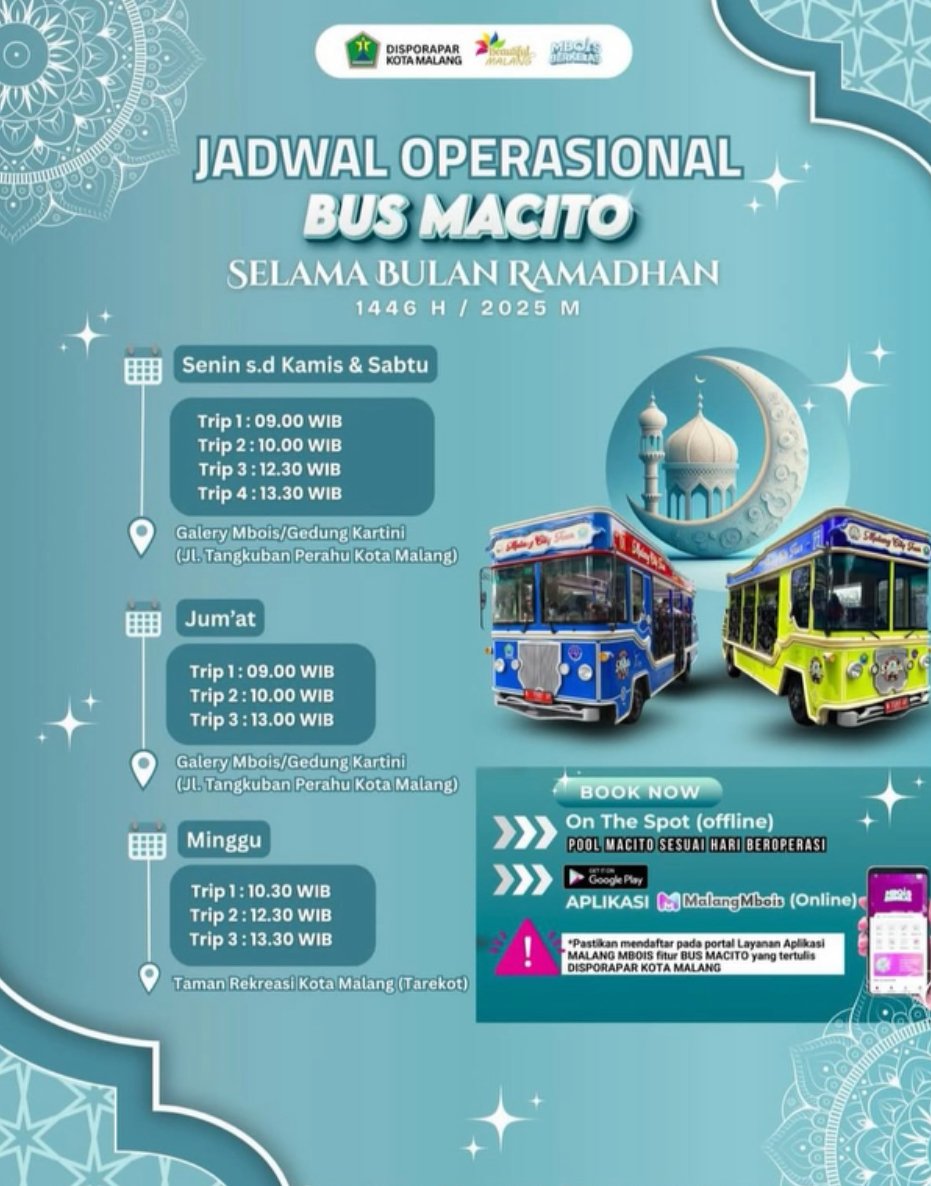 Jadwal Operasional Bus Macito Selama Ramadan 1446 H/2025, Ini Rute dan Jam Keberangkatannya