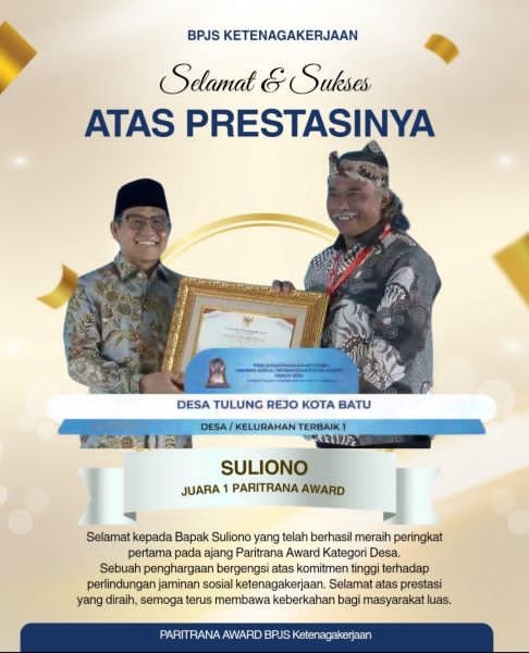 Desa Tulungrejo Kota Batu Raih Juara Nasional Paritrana Award 2026