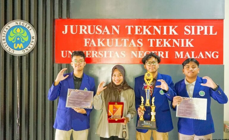 Mahasiswa UM Sabet Juara Nasional, Tercepat Rakit Jembatan di Kompetisi UNS 2026