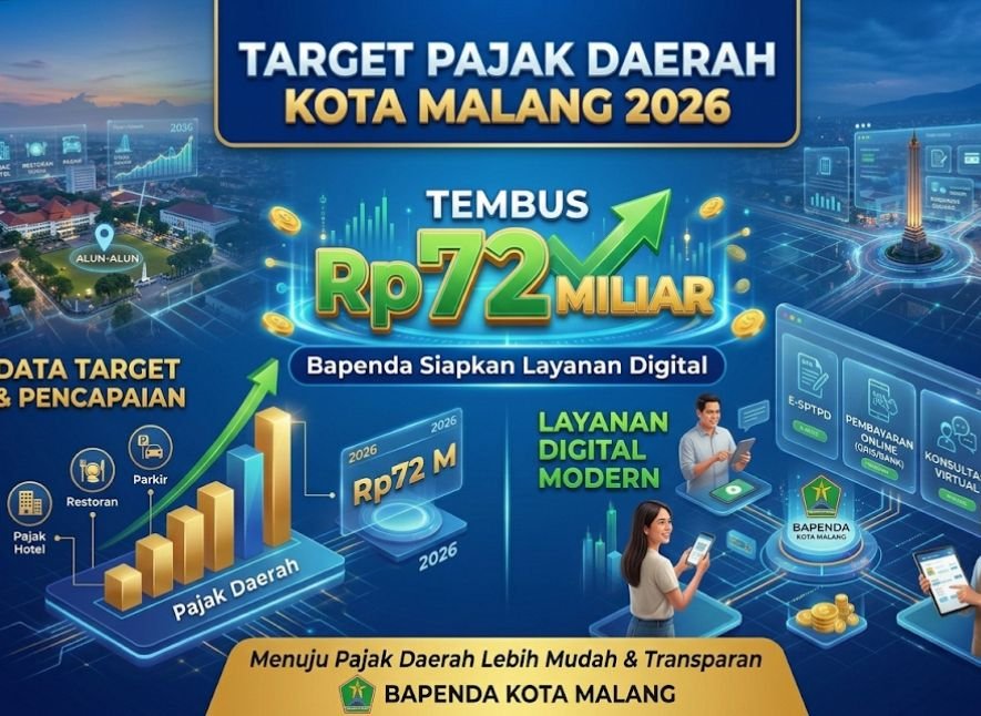 Target Pajak Daerah Kota Malang 2026 Tembus Rp72 Miliar Bapenda Siapkan Layanan Digital