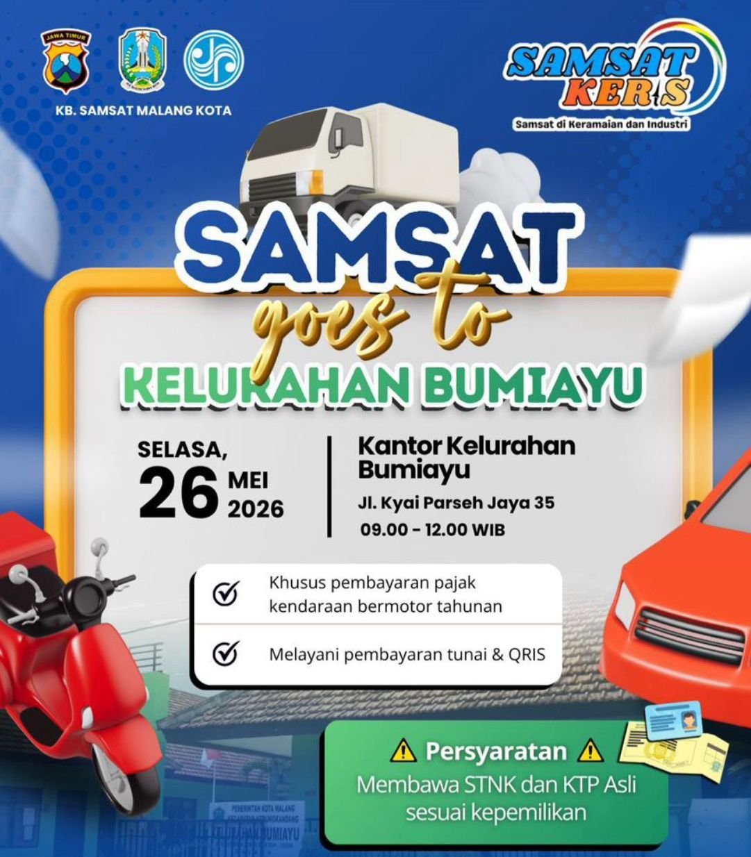 Bapenda dan Samsat Masuk Kelurahan, Warga Kota Malang Kini Lebih Mudah Bayar Pajak Kendaraan dan PBB