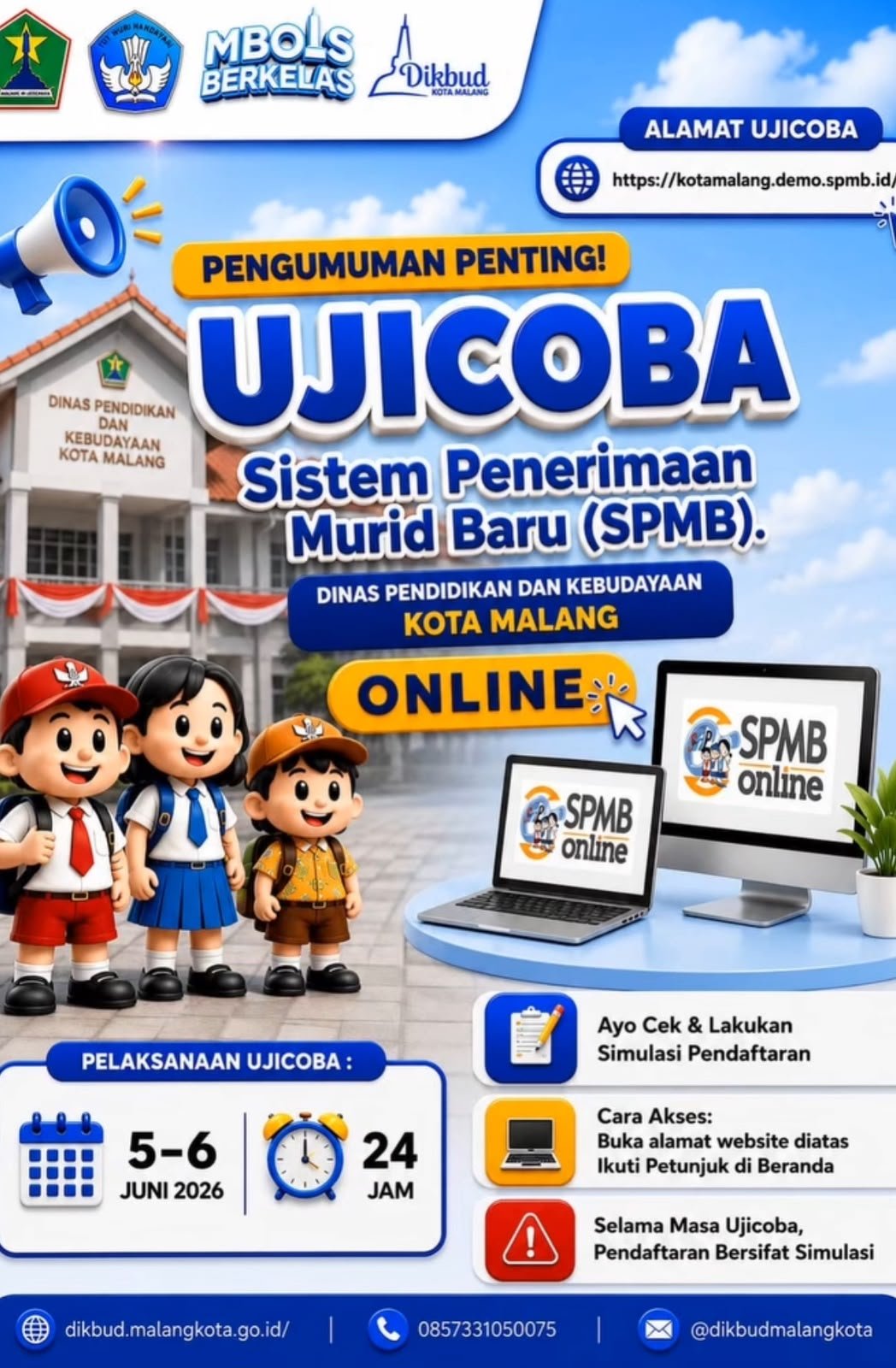 SPMB Kota Malang Mulai Uji Coba 5 Juni, Disdikbud Siapkan Simulasi Online