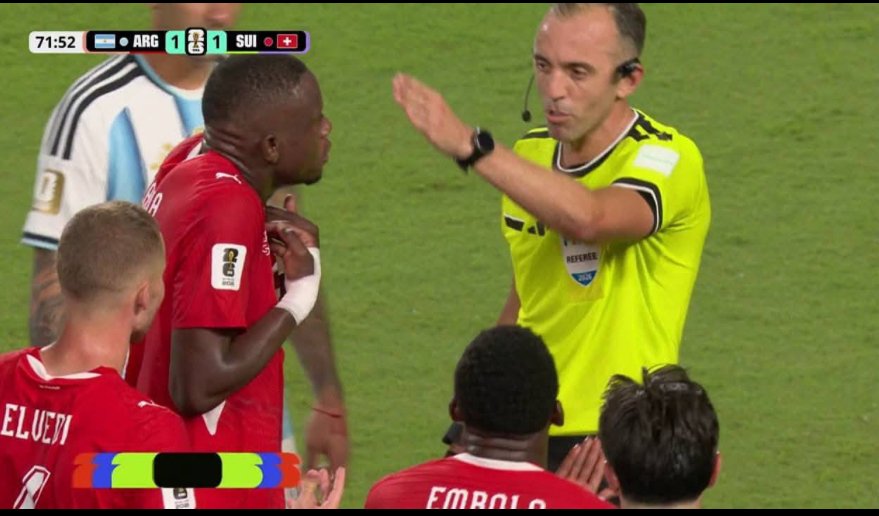 Breel Embolo Digusur Wasit! Swiss Bermain dengan 10 Pemain Sejak Menit ke-72