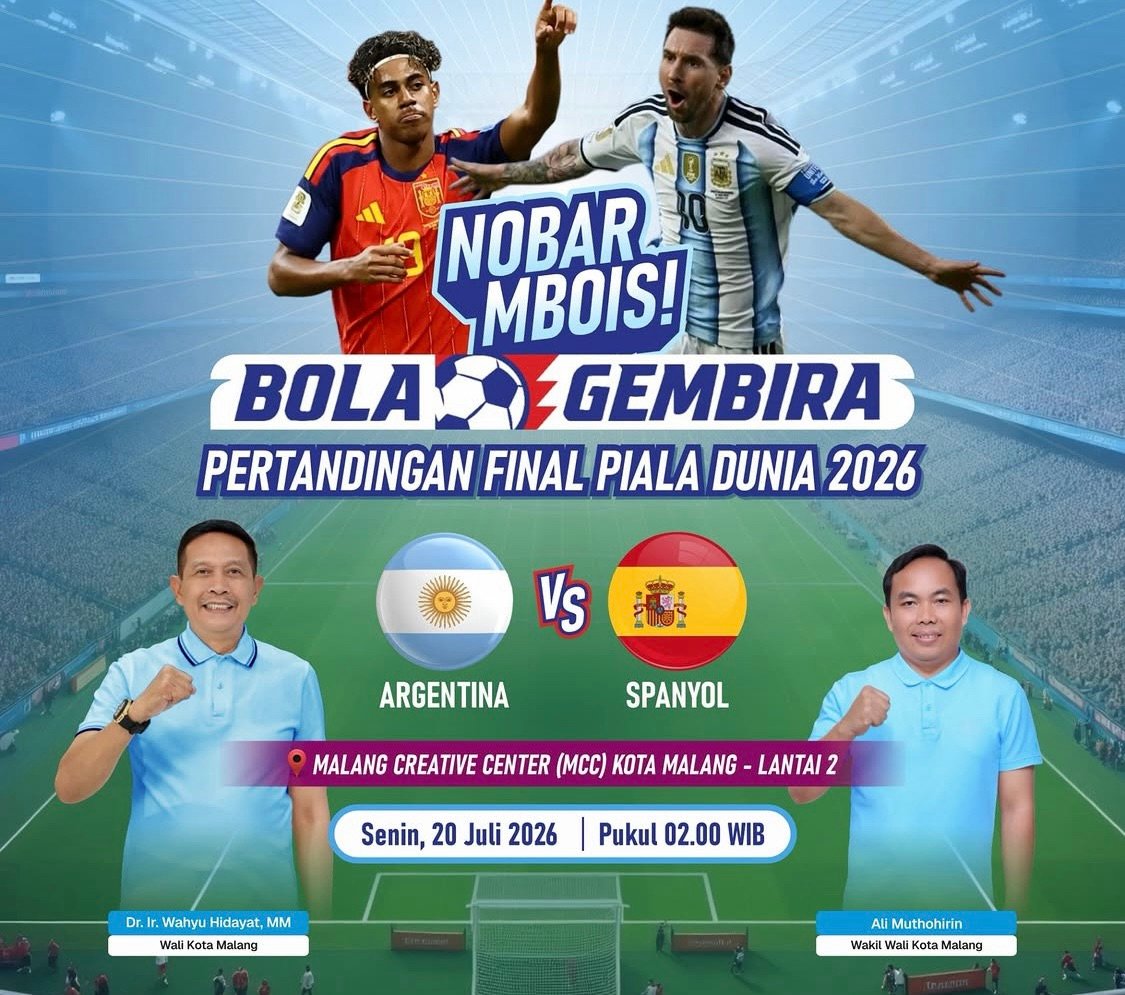 Pemkot Malang Gelar Nobar Final Piala Dunia 2026 di MCC, Warga Diajak Dukung Argentina vs Spanyol