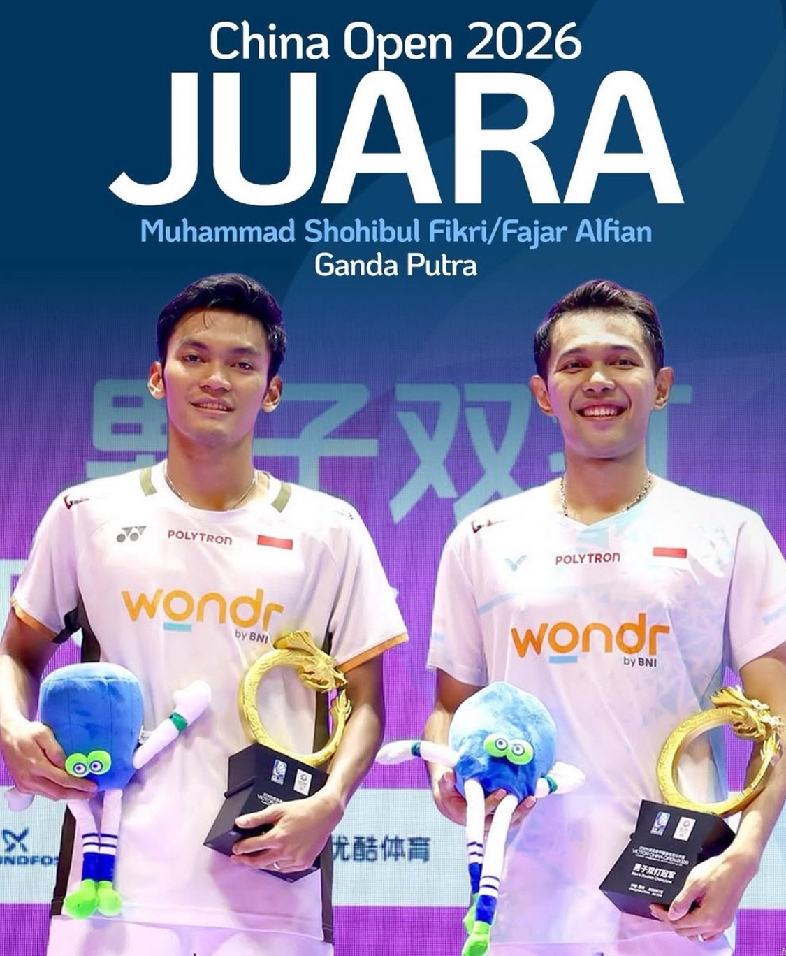 Back to Back Juara! Fajar/Fikri Taklukkan Ranking 1 Dunia, Indonesia Rebut Gelar China Open 2026