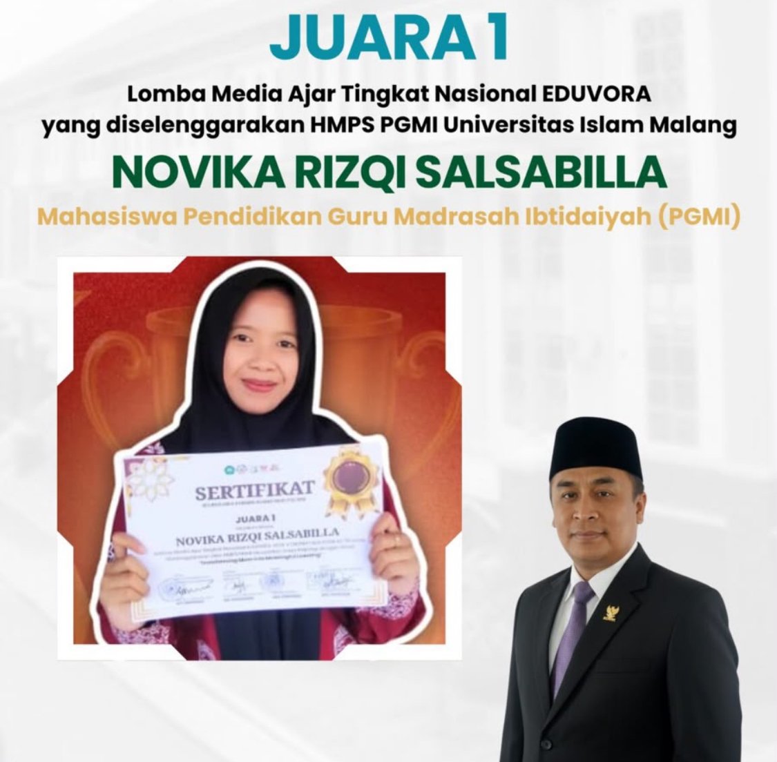 Mahasiswa PGMI UIN Malang Raih Juara 1 Lomba Media Ajar Tingkat Nasional EDUVORA