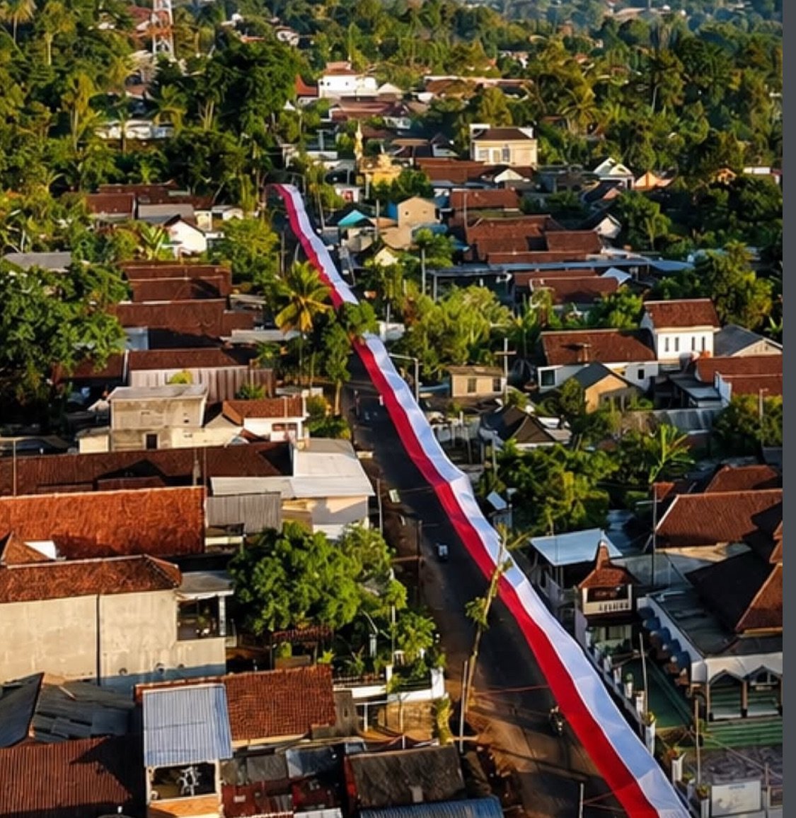 Merah Putih 600 Meter Membelah Kaki Gunung Arjuno, Warga Lawang Gotong Royong Sambut HUT RI