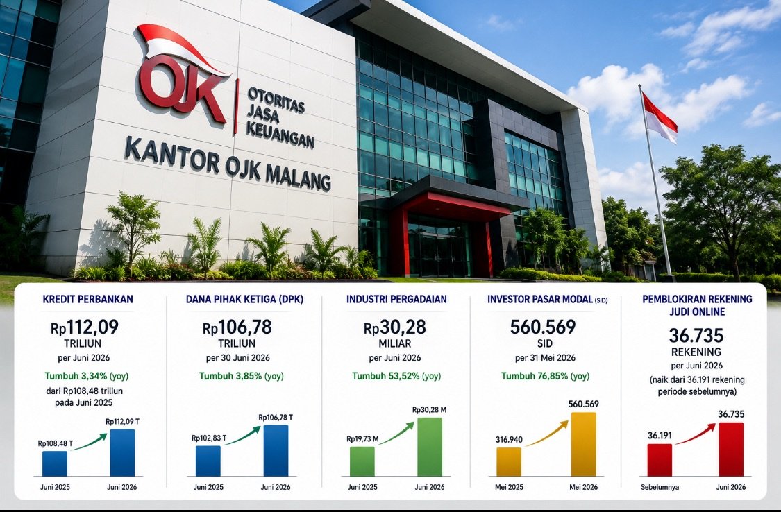 Kredit Perbankan Malang Tembus Rp112 Triliun, OJK Blokir 36.735 Rekening Judi Online