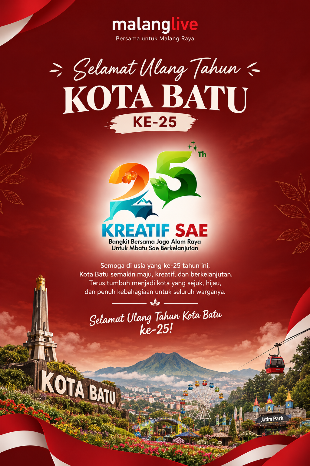Pesta Rakyat HUT ke-25 Kota Batu Dimeriahkan Ndarboy Genk dan Denny Caknan
